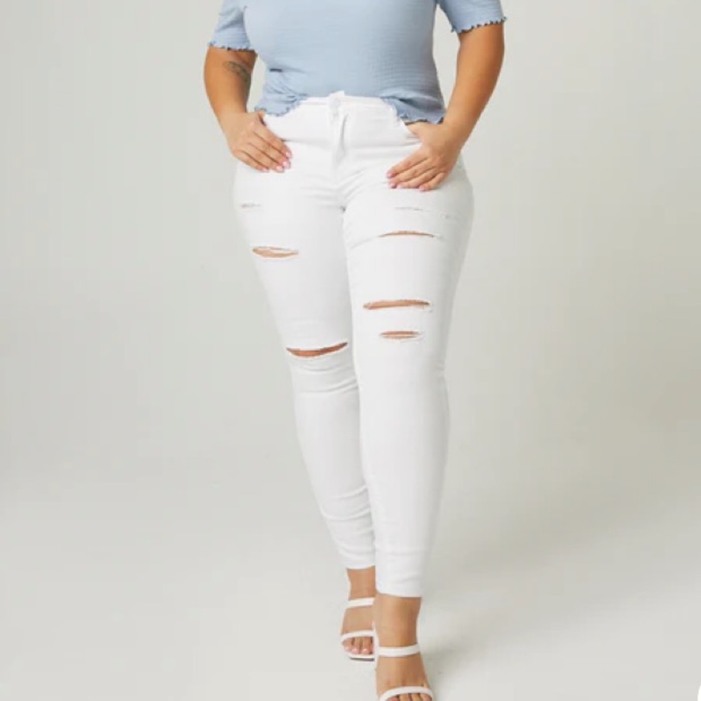 WAX JEAN WHITE SKINNY DISTRESS SZ 22